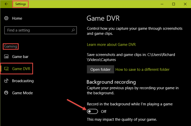 windows 10 game dvr