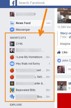 my facebook shortcuts are gone