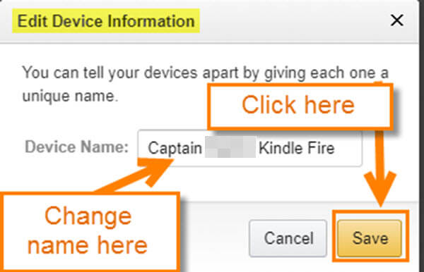 how to change kindle name