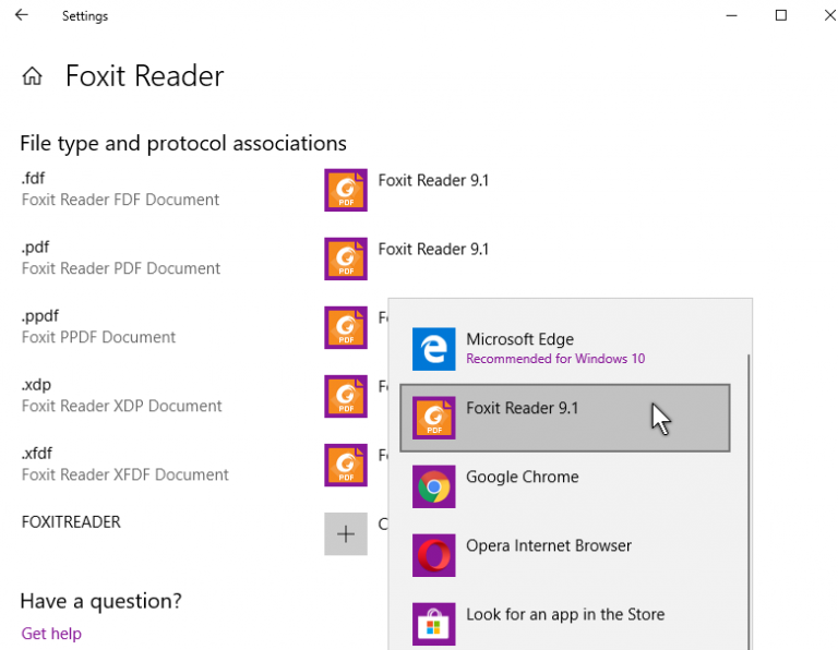 how to make foxit reader default