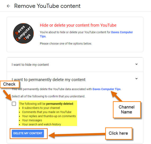 How To Delete Your YouTube Channel | Daves Computer Tips