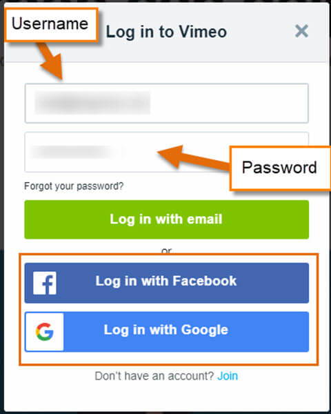 https vimeo com login