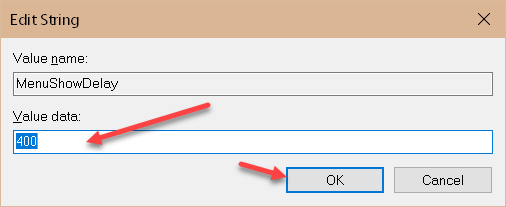 Menushowdelay windows 10 какое значение выставить