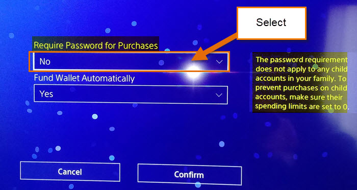 how to set password for purchases on ps4