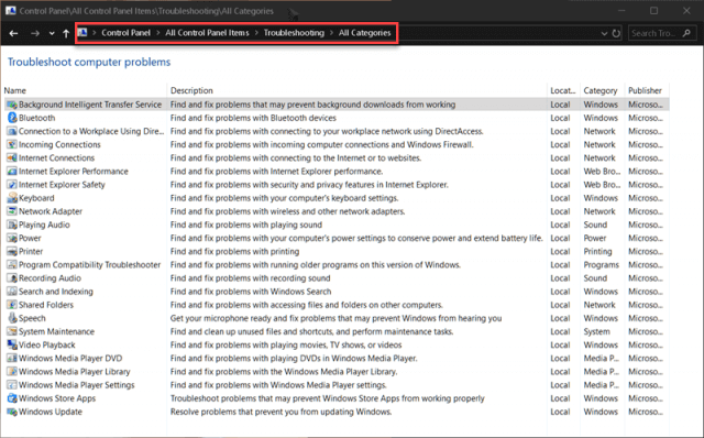 troubleshooting-list-control-panel