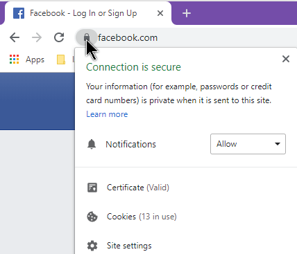 chrome-facebook-webpage-security-settings