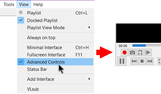 vlc no advanced controls