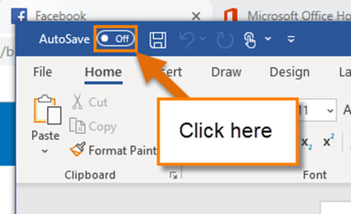 how do i turn on autosave in word 365