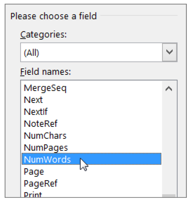 insert text field in word 365