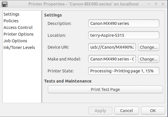 lubuntu-printer-properties-canon-mx490-series