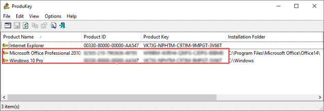 product key finder windows 10