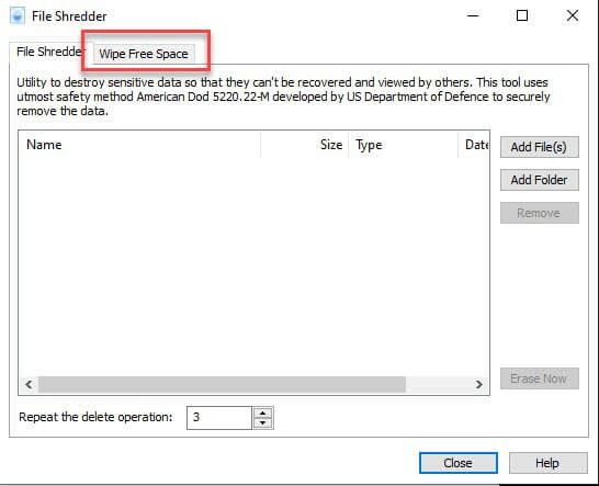 wipe mft space ccleaner