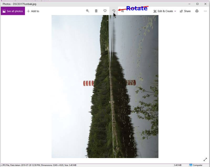 how to rotate pictures in windows photo viewer