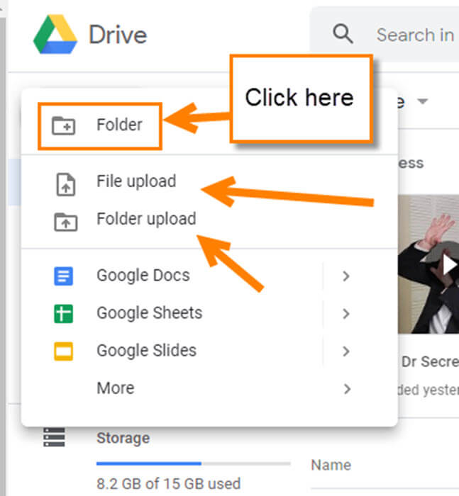 how to make a folder in google drive shared link