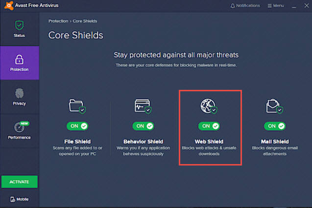 what is avast webshield