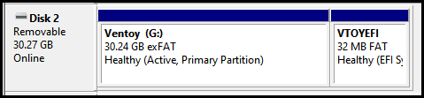 disk management Ventoy partition