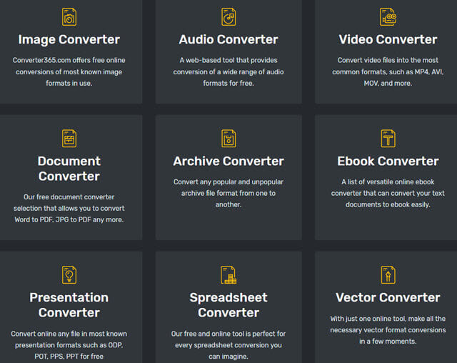 Converter365 Conversion Categories