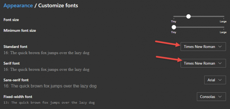 How To Adjust Default Font Settings In Microsoft Edge Font Setting Vrogue