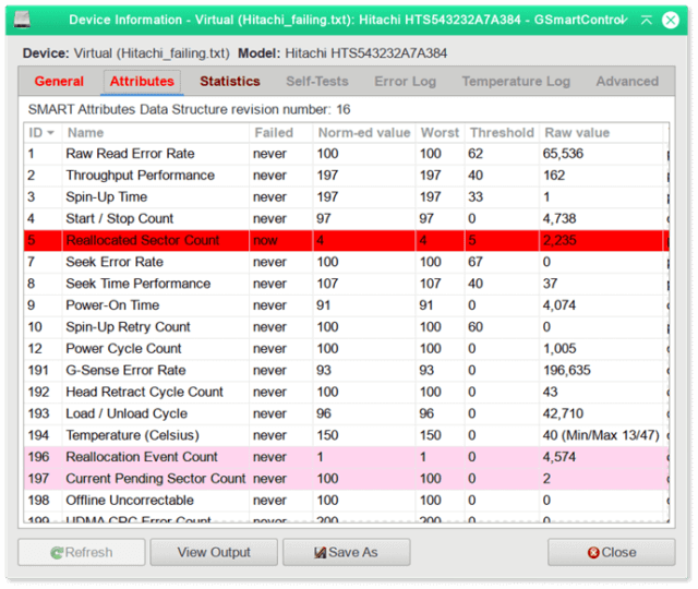 GSmartControl Example Health Report