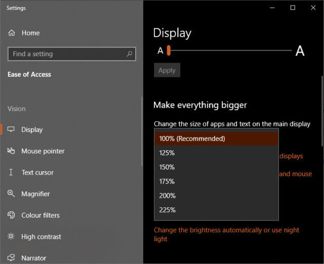 make text smaller windows 10