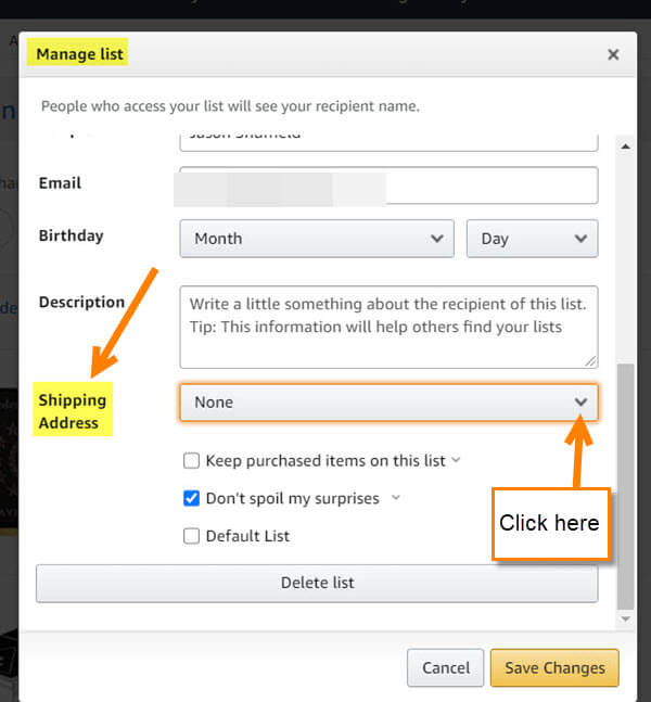 Amazon list how address to add wish to shipping How in