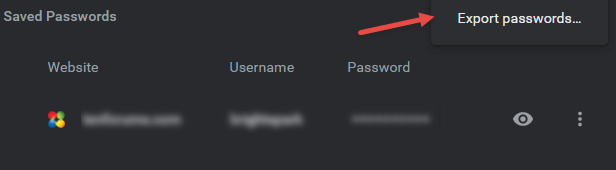 Chrome Settings Export Passwords