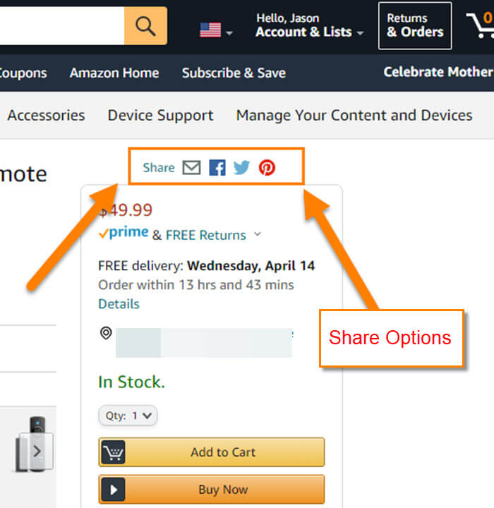 How to share a amazon cart
