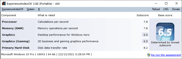 Windows Experience Index Win10 Pro