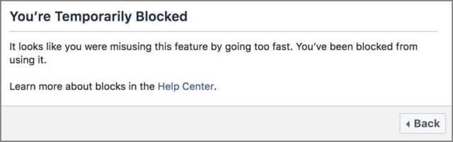 Facebook Blocked Message