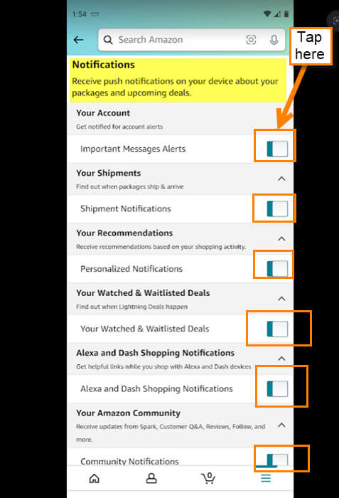 How to manage email notifications on Amazon