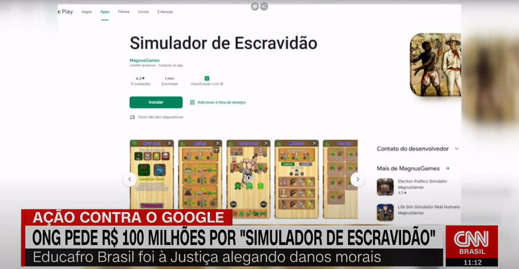 Brazilian Slavery Simulator game removed by Google