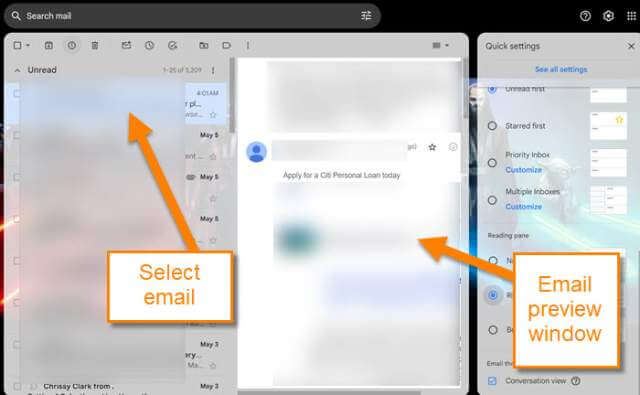 gmail-side-email-preview-pane