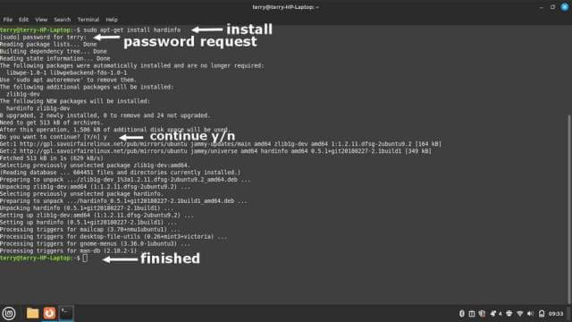 linux-mint-terminal-hardinfo-install