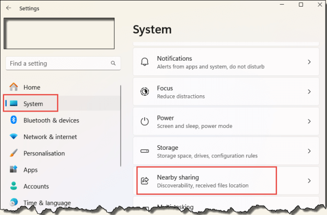 Win11 Nearby Sharing Setting