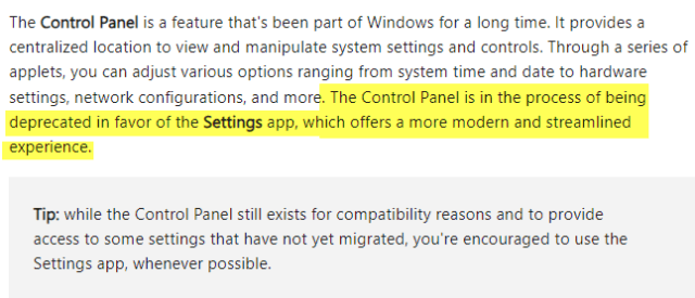 control-panel-being-deprecated