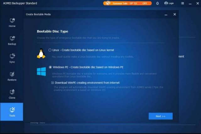 aomei-backupper-bootable-disc-type-linux-windows-pe