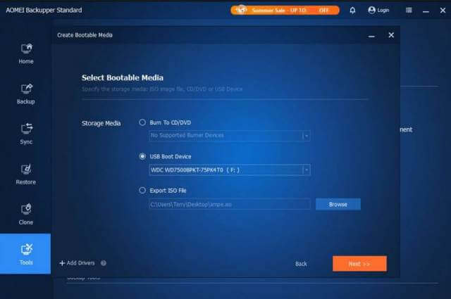 aomei-backupper-select-bootable-media-cd-dvd-usb-boot-device-export-iso-file