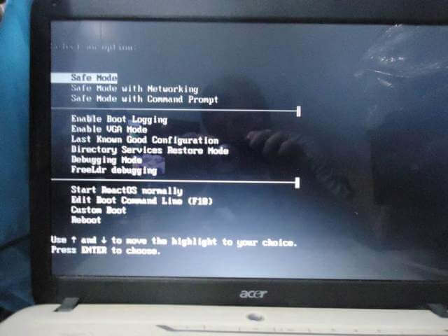 reactos-safe-mode-screen