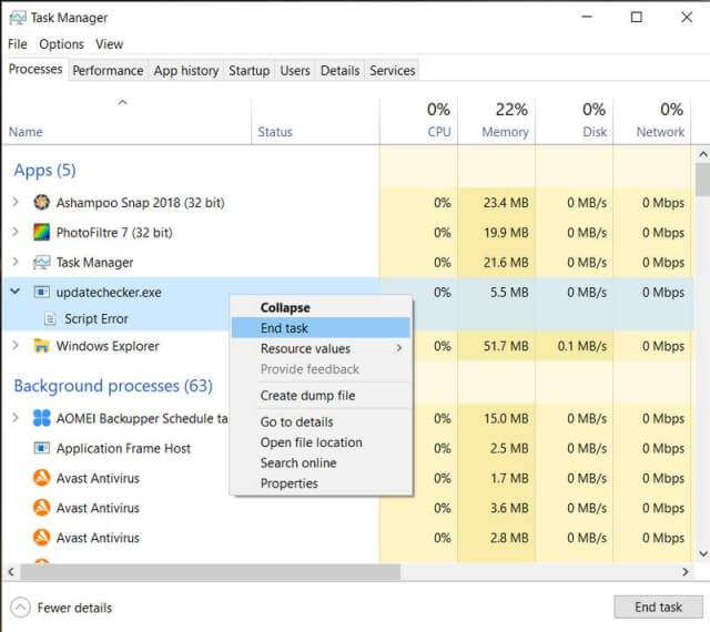 task-manager-right-click-end-task-updatechecker.exe-script-error