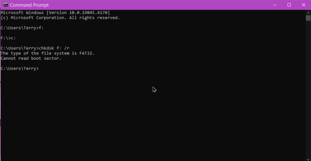 cmd-chkdsk-scan-cannot-read-boot-sector-error