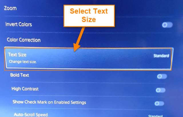 ps5-change-text-size-option