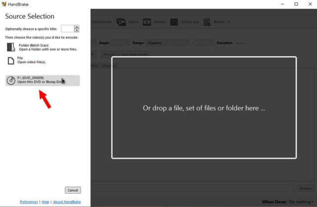 handbrake-select-source-dvd