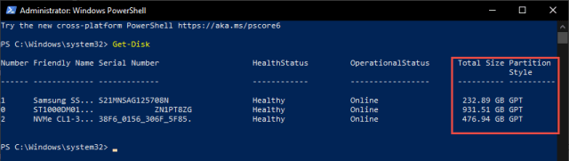 powershell-get-disk
