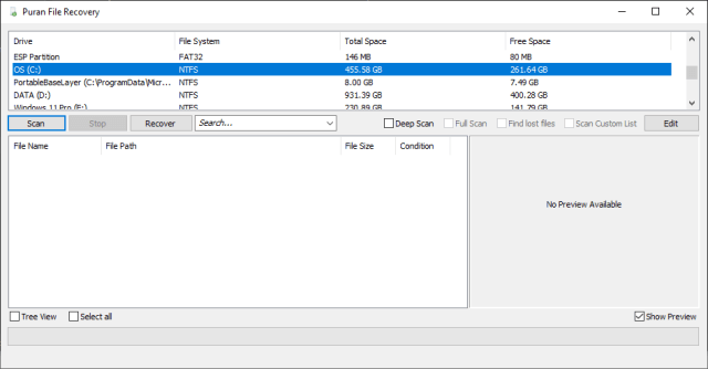 puran-file-recovery-interface