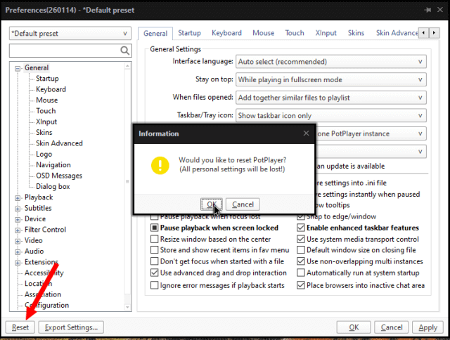 potplayer-preferences-rest-export-warning-personal-settings-lost