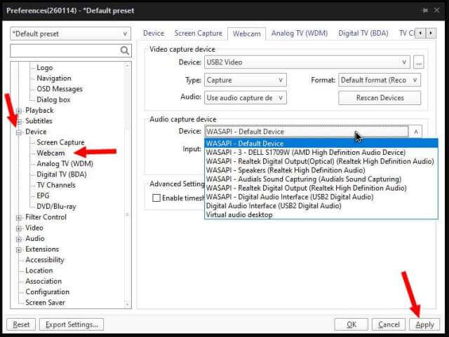 potplayer-preferences-device-webcam-wasapi-default-driver-digital-audio-interface-usb2