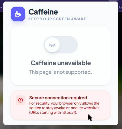firefox-extension-caffeine-secure-connection-required-error-message