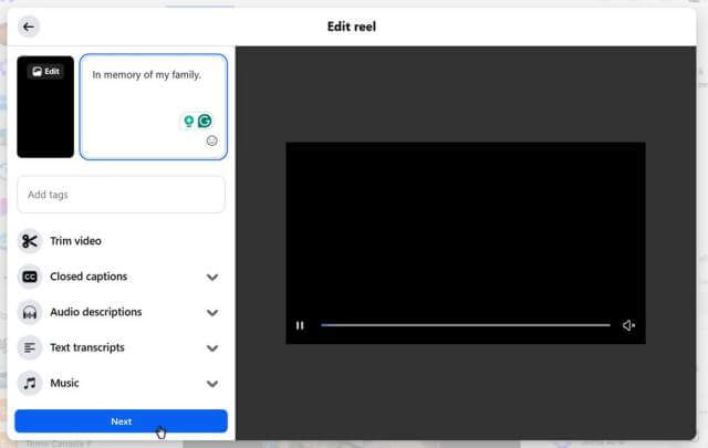 facebook-edit-video-reel-options-trim-add-closed-captions-audio-descriptions-text-transcripts-music
