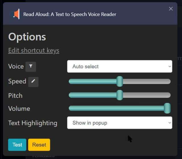 read-aloud-text-to-speech-voice-reader-options-voice-speed-pitch-volume-text-highting-test-reset